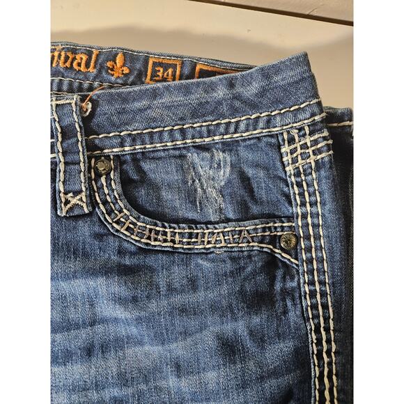 Rock Revival Womens 34 Ella Easy Boot Jeans Distressed Denim Jeans Size 36x28 - Picture 2 of 5